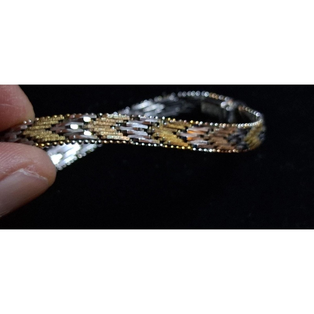 Vintage Tri Gold 925 Sterling Silver 7' Bracelet